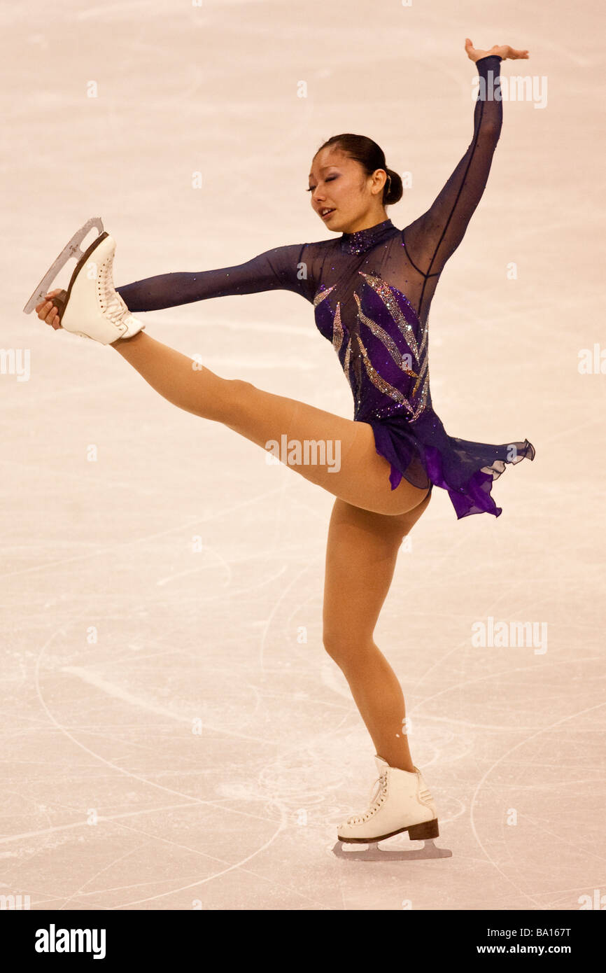 Miki Ando JPN competing in the Ladies Free at the 2009 World Figure Skating Championships Stock Photo