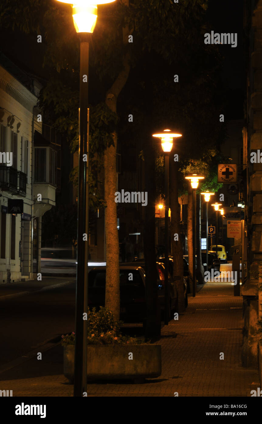 France Maine-et-Loire Saumur street at night Stock Photo