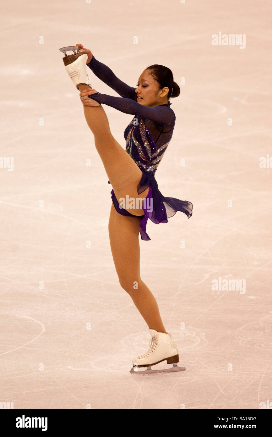 Miki Ando JPN competing in the Ladies Free at the 2009 World Figure Skating Championships Stock Photo