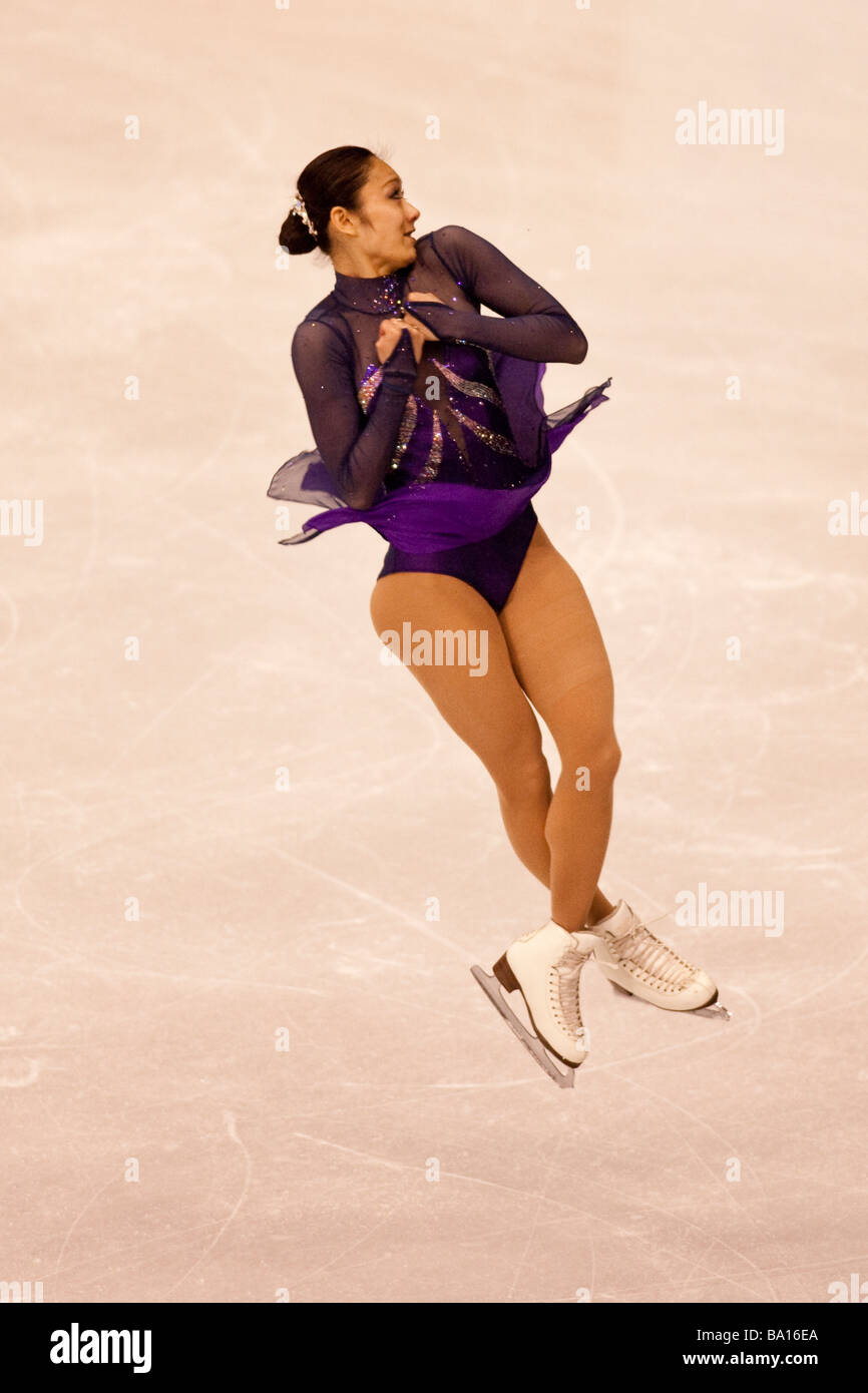 Miki Ando JPN competing in the Ladies Free at the 2009 World Figure Skating Championships Stock Photo