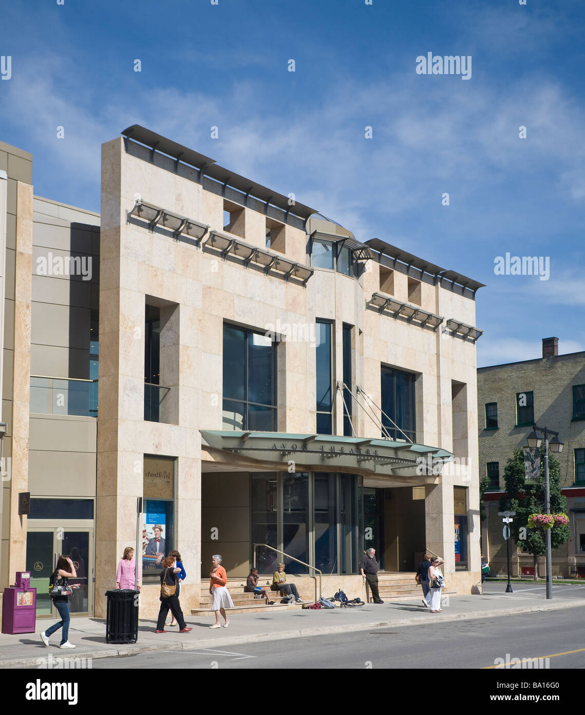 Avon Theatre facade. The new entrance to the Stratford Shakespearean Festival's traditional stage in picturesque  Stratford. Stock Photo