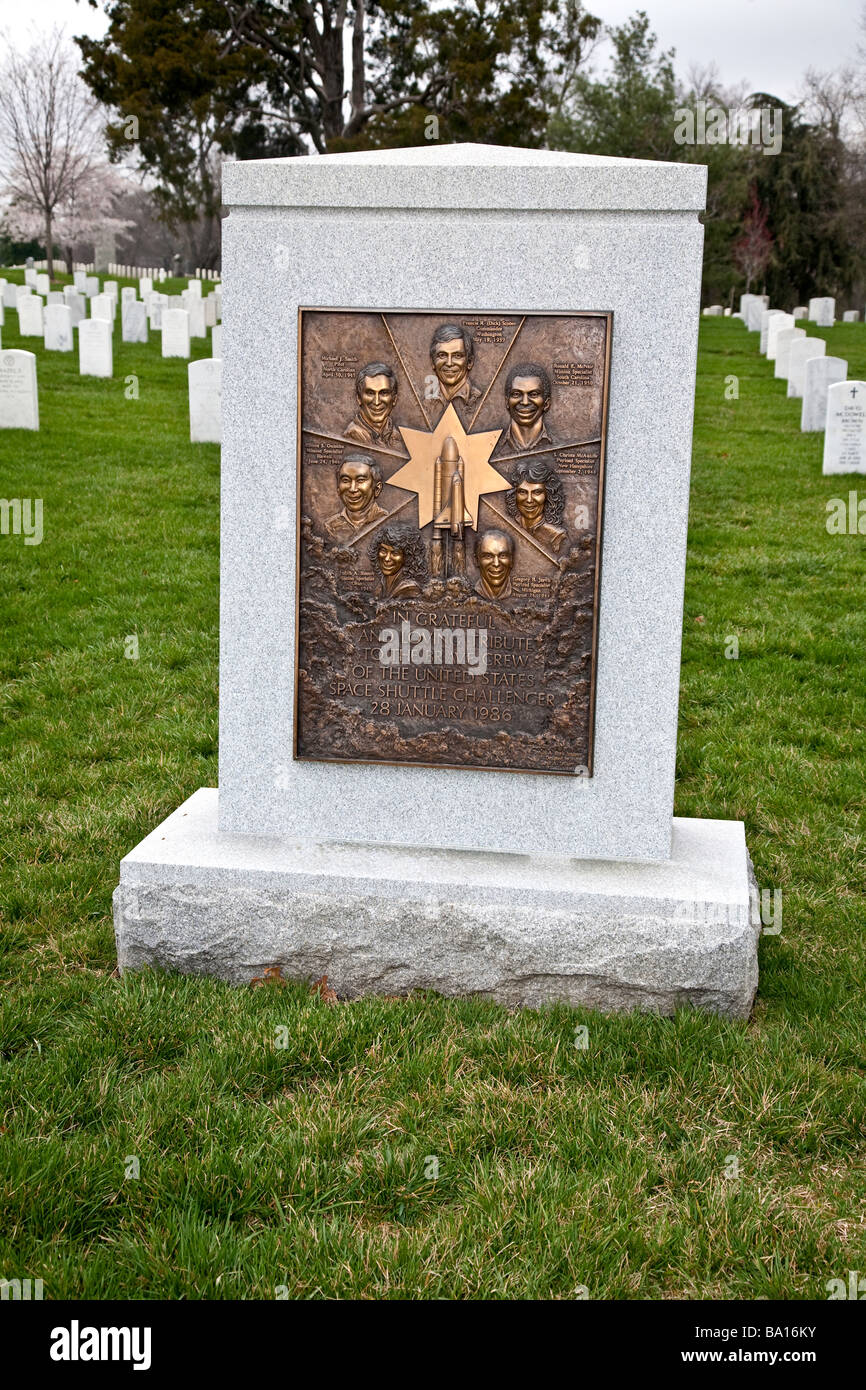 Memorial Grave of the crew of Columbia Shuttle at Arlington National Cemetery, Washington,DC,USA Stock Photo