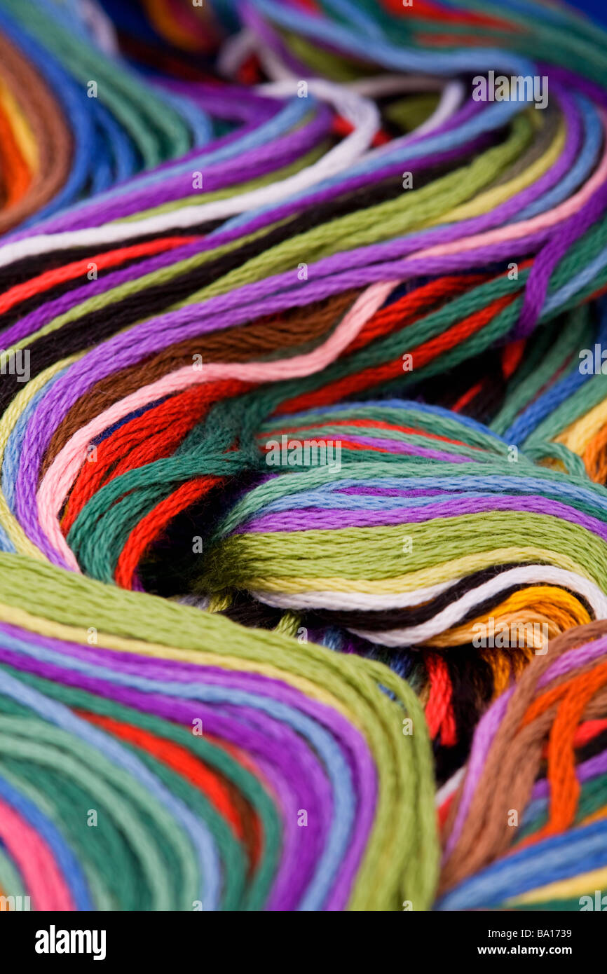 Multi colored embroidery thread Stock Photo Alamy