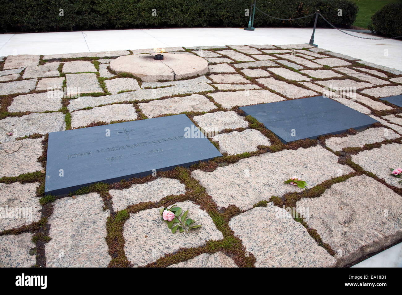 Grave of President John F.Kennedy at Arlington National Cemetery in Washington,DC,USA Stock Photo