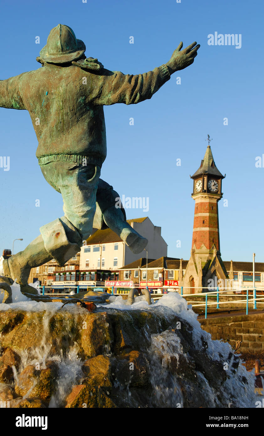 Skegness the Jolly Fisherman and Clock Tower . Stock Photo