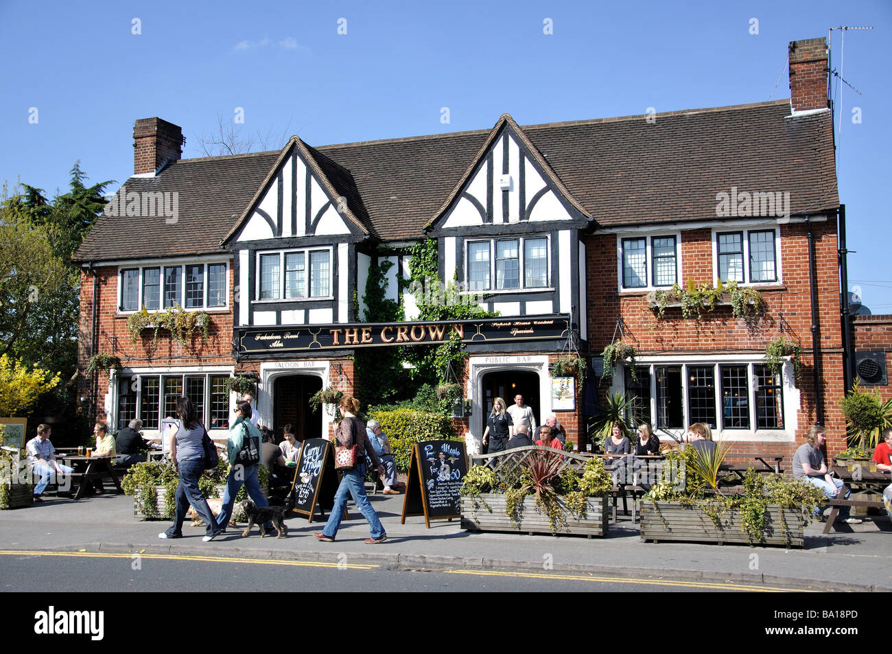 The Crown pub, High Street, Egham, Surrey, England, United Kingdom Stock Photo