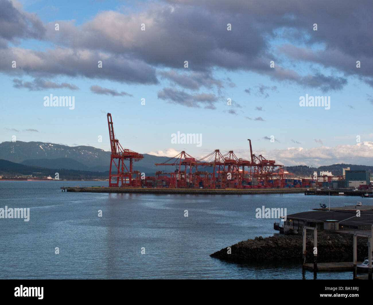 Container port in Burrard Inlet Vancouver British Columbia Stock Photo