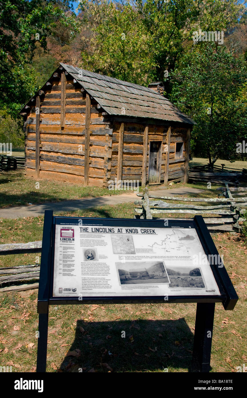 The cabin at Abraham Lincoln Birthplace National Historic Site Knob Creek Kentucky Stock Photo