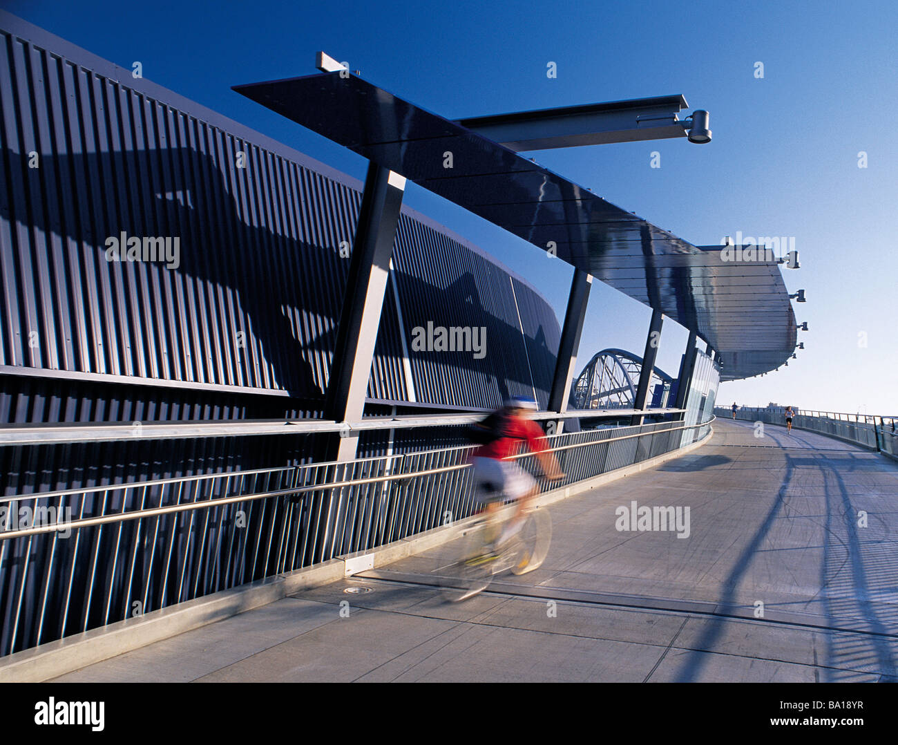 Bike rider on The Goodwill Bridge Stock Photo - Alamy