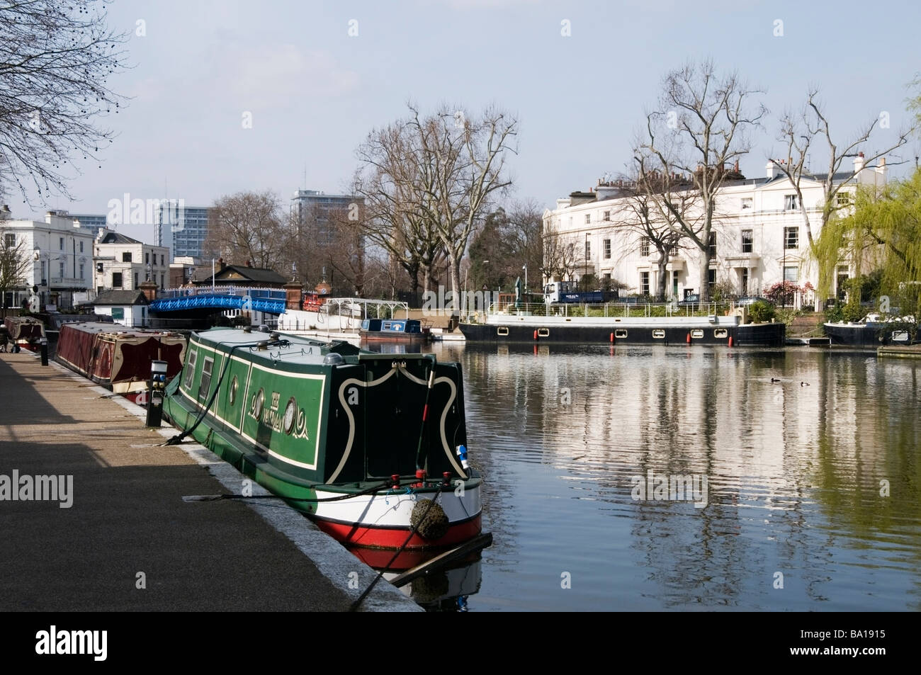 Little Venice white stucco properties architecture, Grand Union Canal