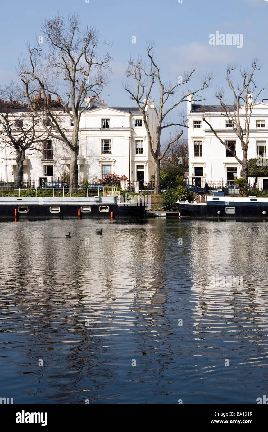 Little Venice white stucco properties architecture, Grand Union Canal