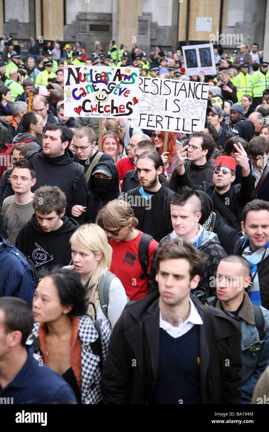 G20 protests in London Stock Photo