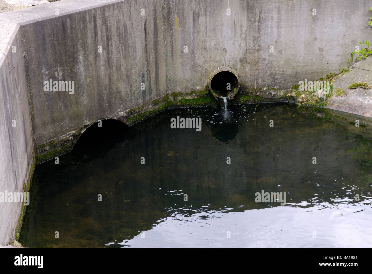 Outflow from a sewage treatment facility West Caldwell NJ Stock Photo