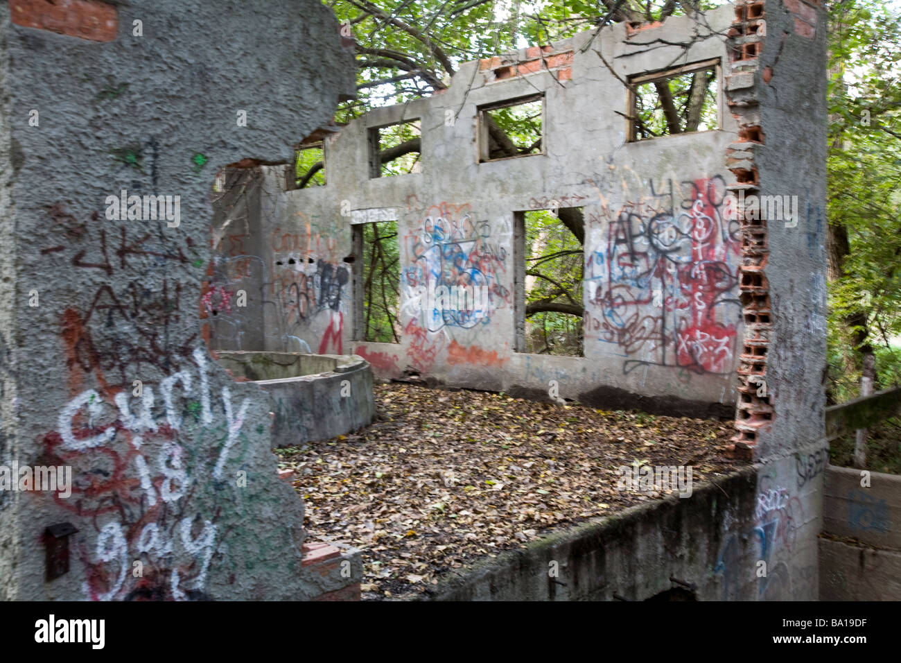 Gang grafitti in rural USA. Gangs are migrating from inner cities to rural communities. Stock Photo