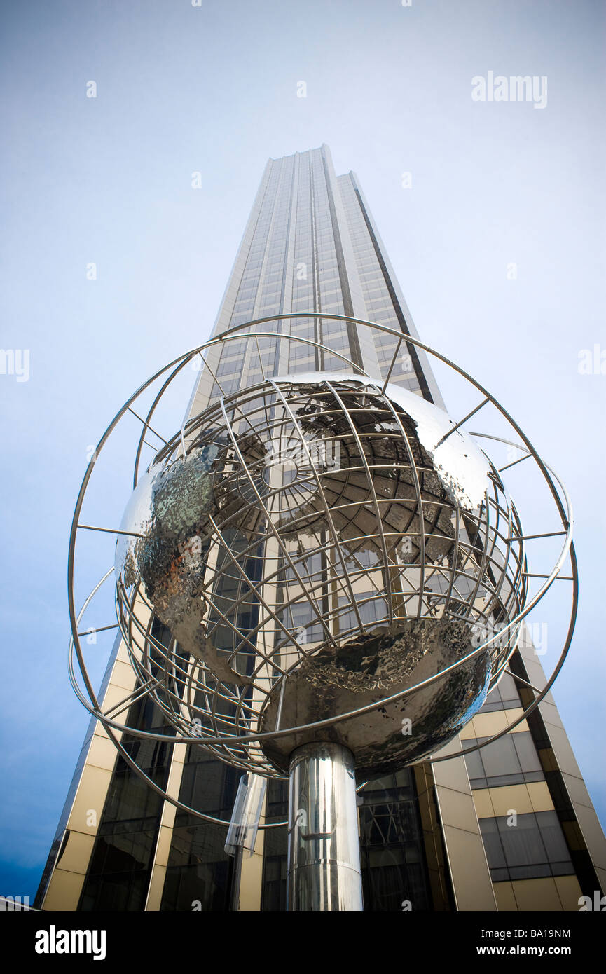 The Globe Sculpture. Trump International Hotel and Tower. Columbus Circle, Manhattan, New York City, USA. Stock Photo