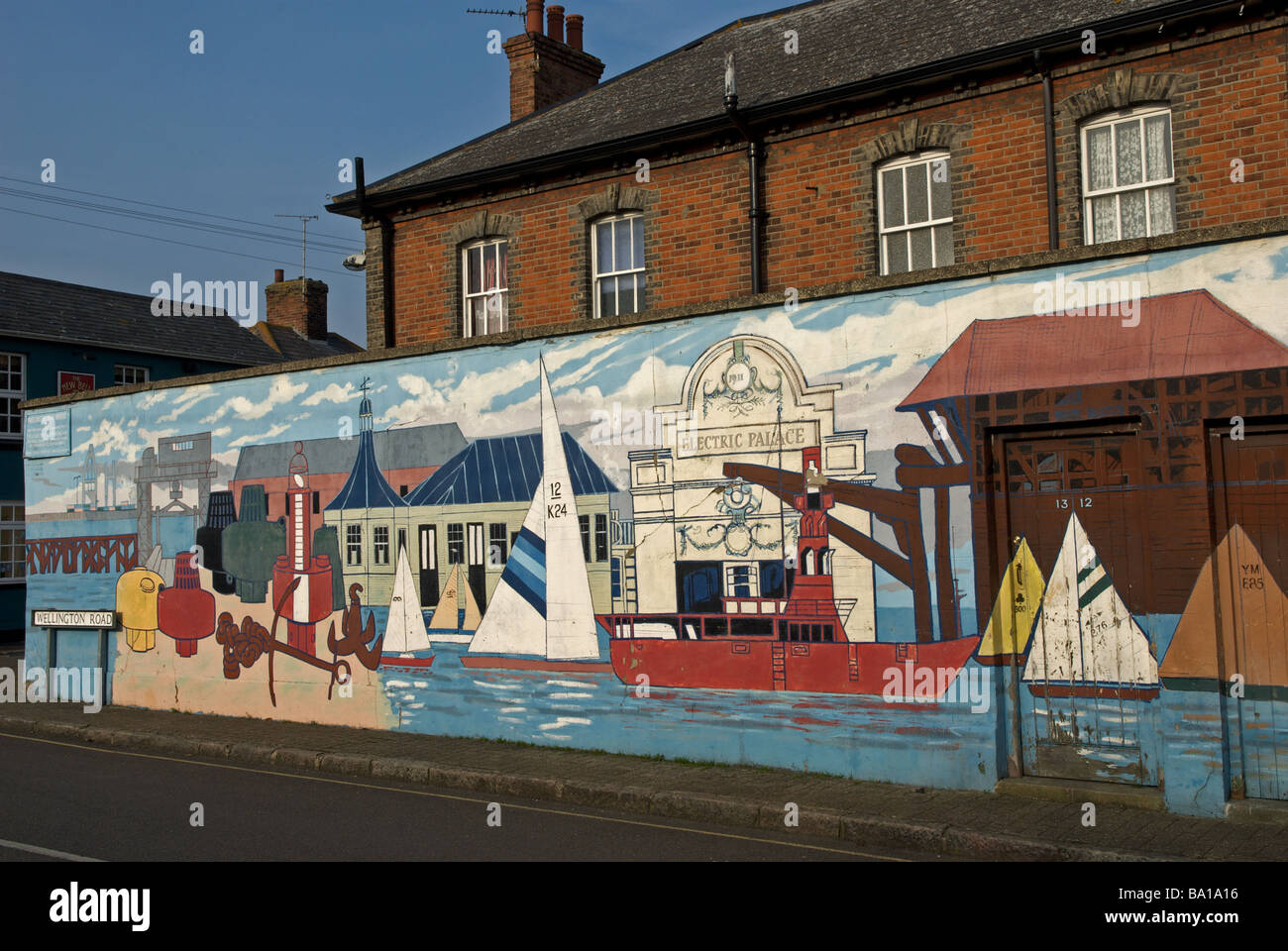 A mural depicting the history and heritage of the seaside town of