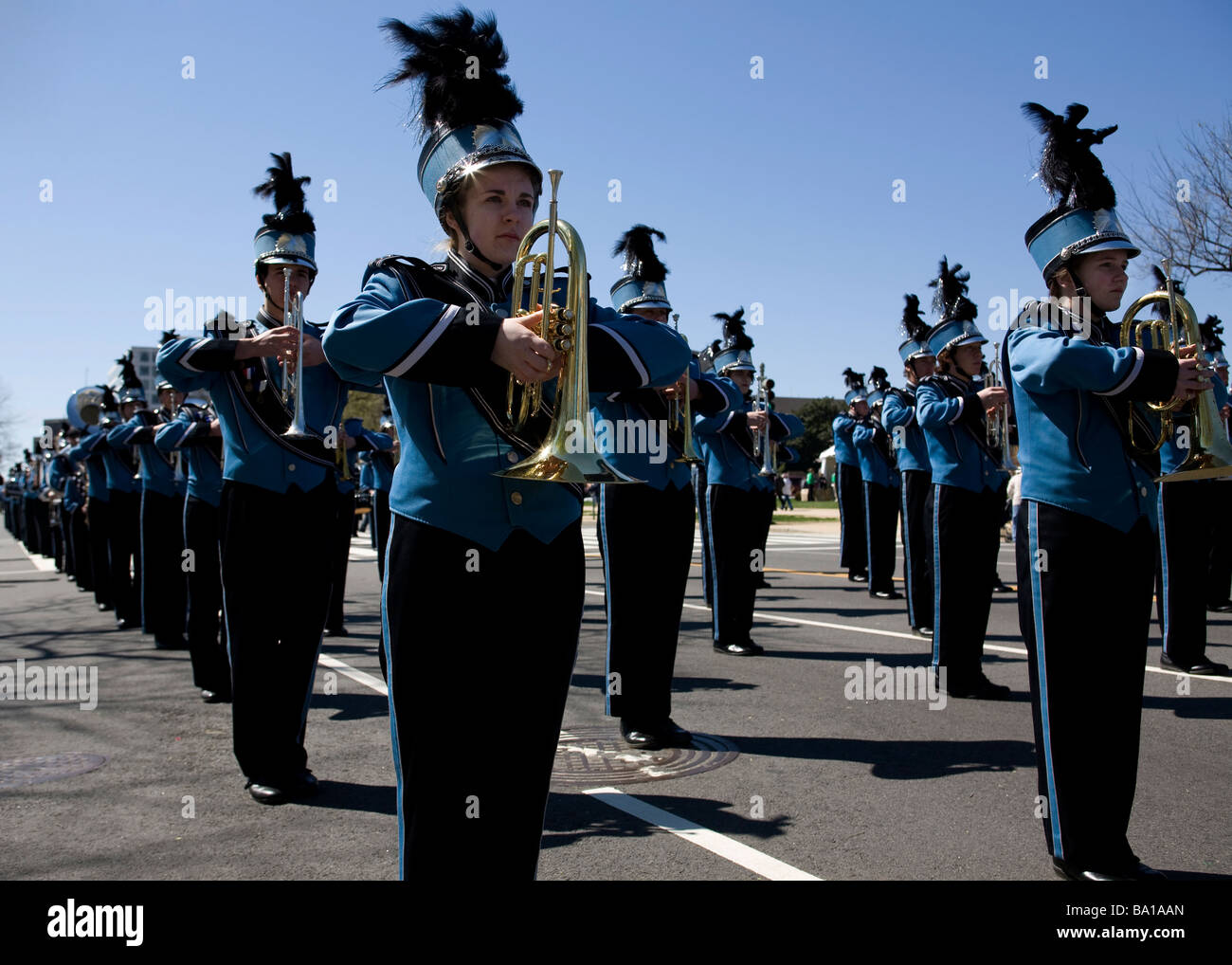 High school marching band Stock Photo Alamy