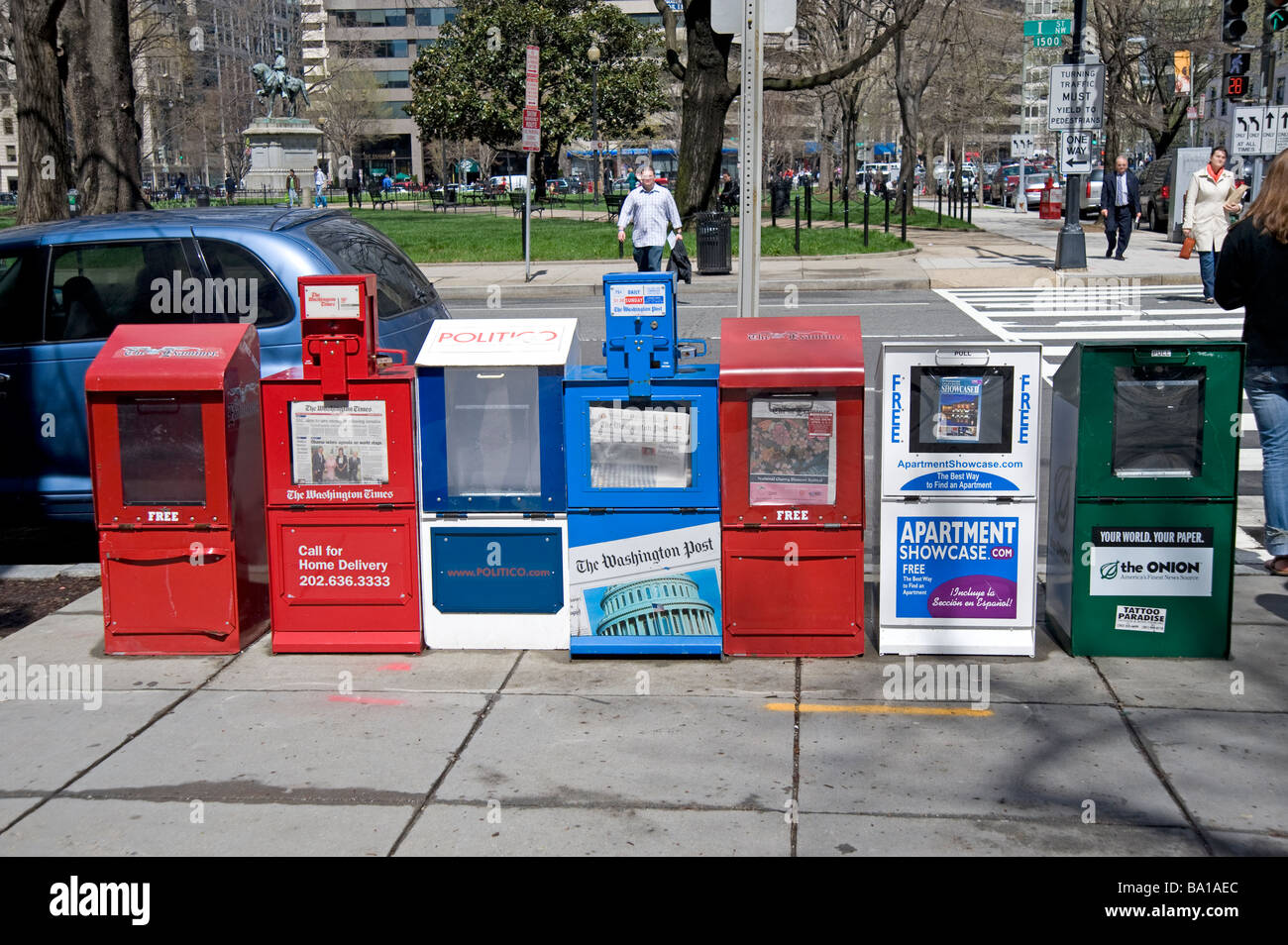 Newspaper stands on street Washington DC, USA America Stock Photo Alamy