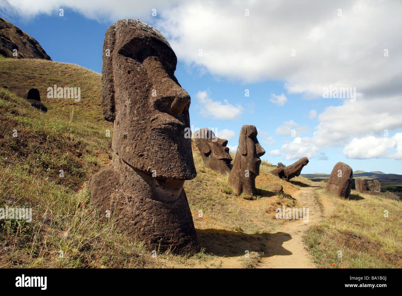 statues on Easter Island Stock Photo Alamy