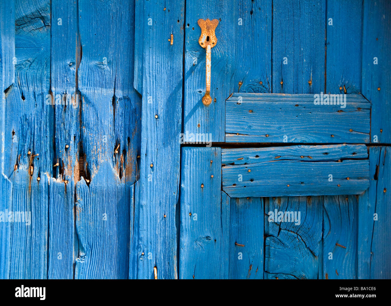 old blue door. Ano Sagri village, Naxos island, Cyclades islands, Aegean Sea. Greece Stock Photo
