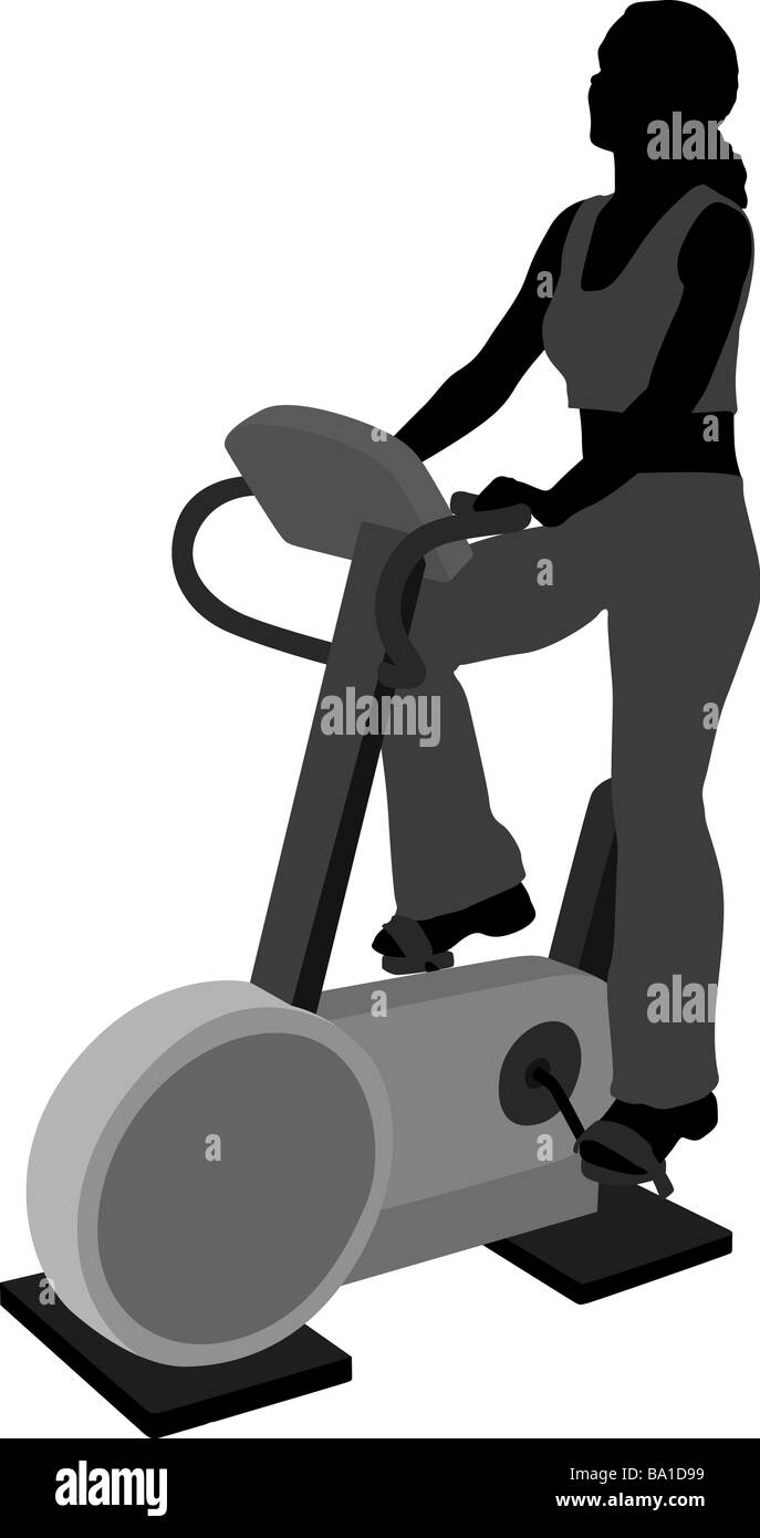 vector girl on bicicle in Health Club Stock Photo
