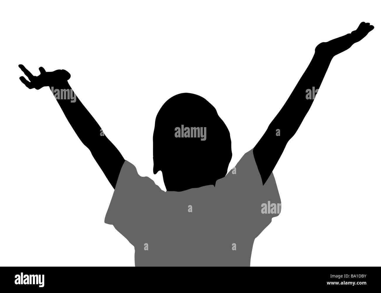 vector boy with hands up Stock Photo