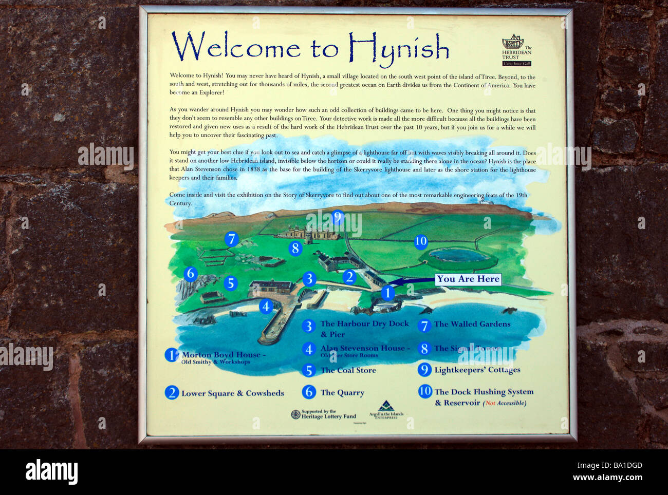Welcome to Hynish sign Stock Photo