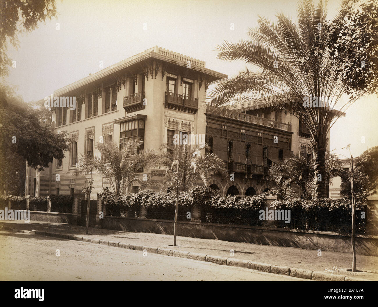 geography / travel, Egypt, Cairo, French embassy, exterior view, photograph by Felix Bonfils, circa 1880, Stock Photo