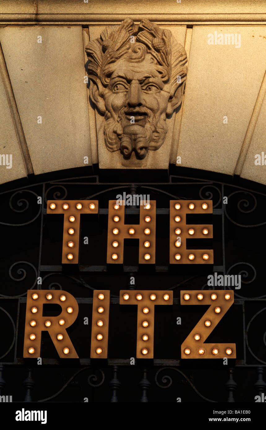 Sign for the Ritz Hotel, Piccadilly, London, England, UK. Stock Photo