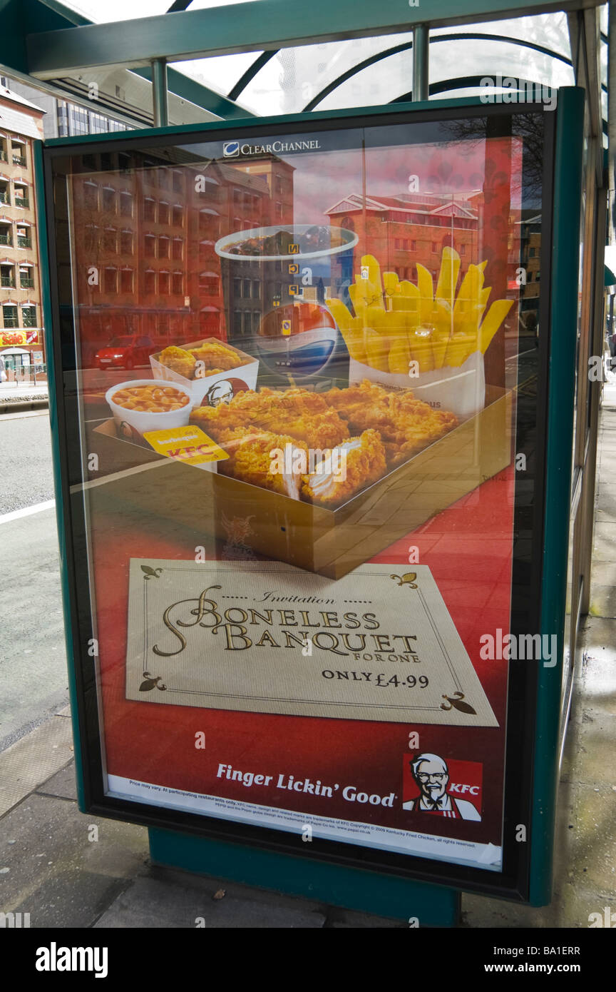 Advertising billboard for KFC Boneless Banquet at bus shelter in Stock Photo: 23390523 - Alamy