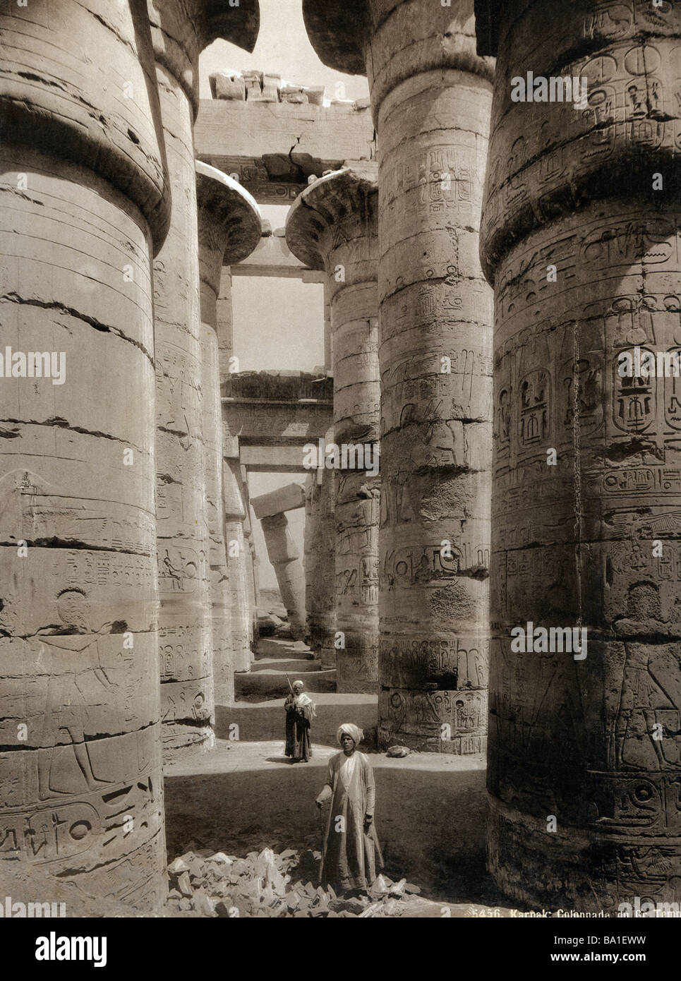 geography / travel, Egypt, Thebes East Bank, Karnak, temple of Amun, Hypostyle Hall, Edition Schroeder et Cie., Zurich, circa 1890, Stock Photo