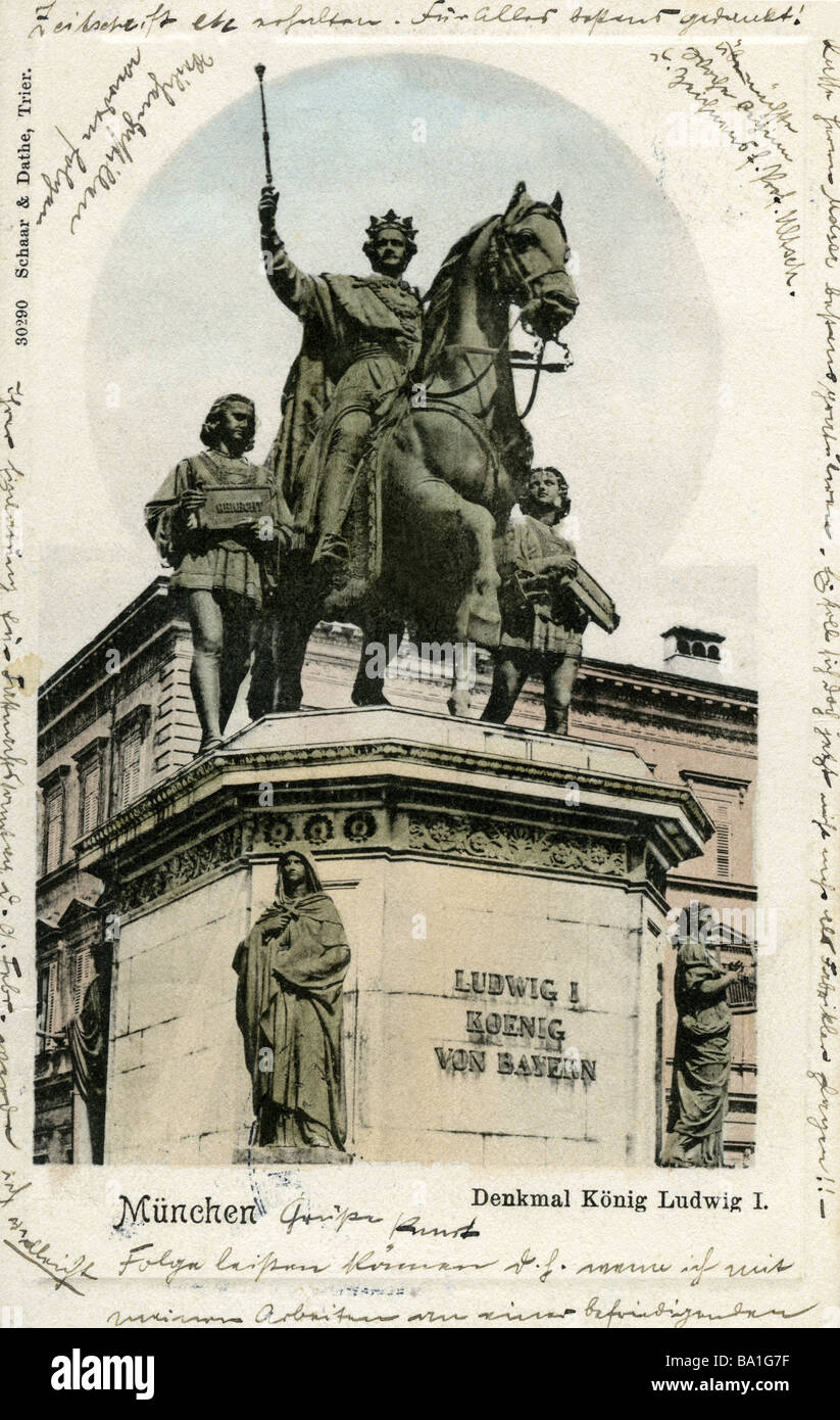 Louis I, 25.8.1786 - 29.2.1868, King of Bavaria 16.2.1825 - 20.3.1848, memorial, bronze, sculpture by Max Widnmann and Ferdinand Stock Photo