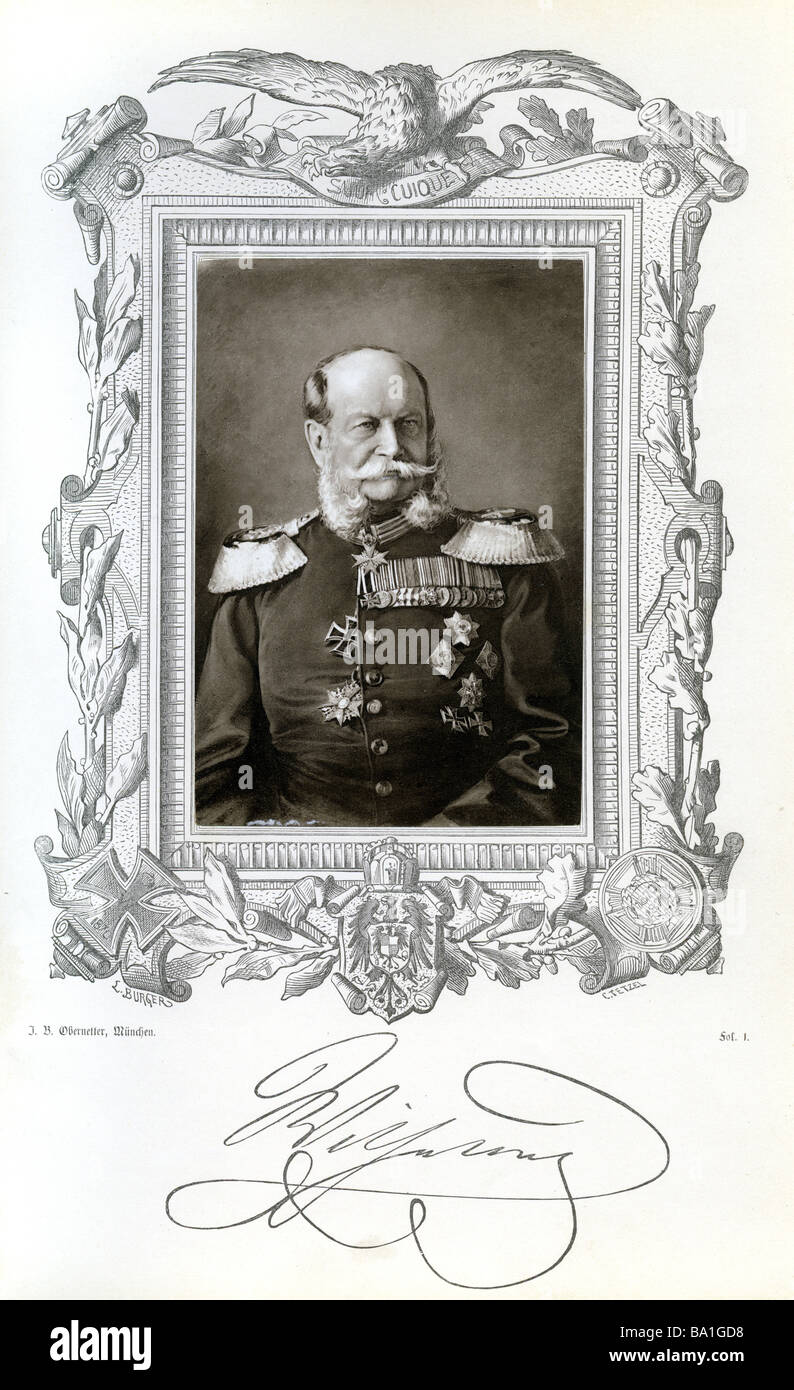William, I., 22.3.1797 - 9.3.1888, German Emperor 18.1.1871 - 9.3.1888, King of Prussia 2.1.1861 - 9.3.1888, portrait, Johann Ba Stock Photo