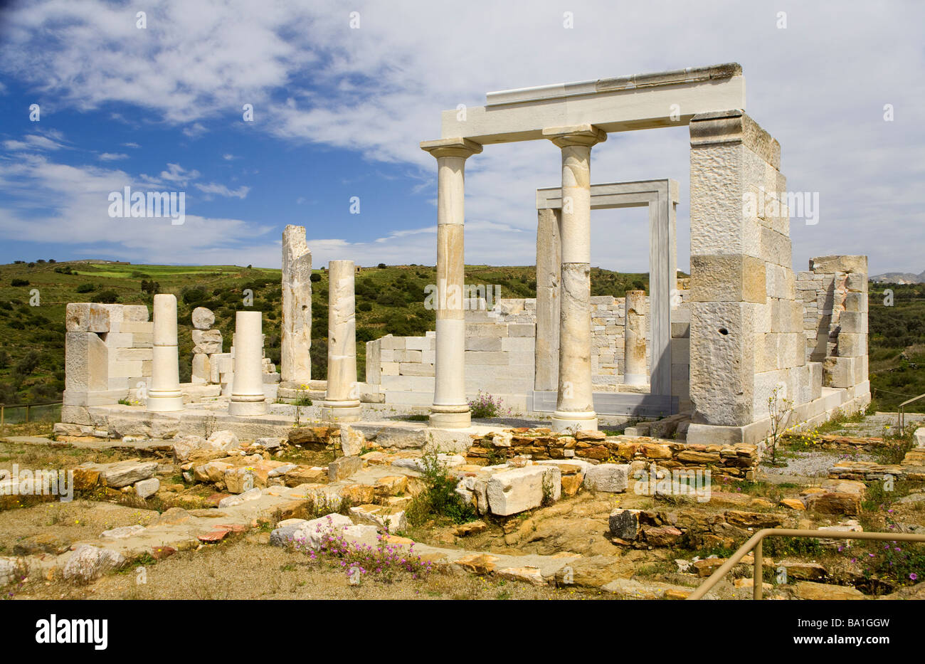 Dionisos temple. Sagri village, Naxos island, Cyclades islands, Aegean Sea. Greece Europe Stock Photo