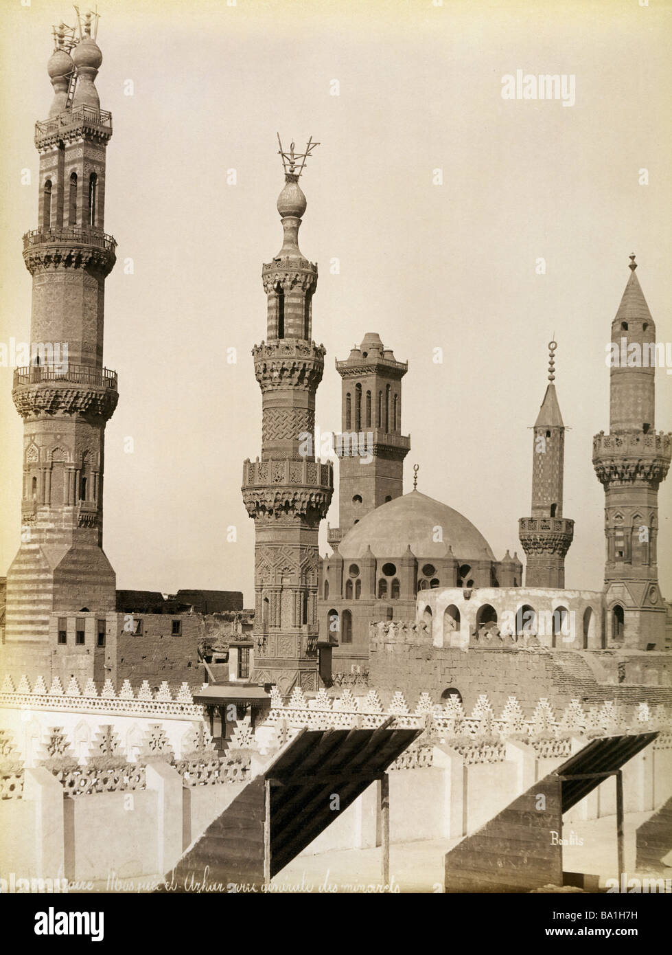 geography / travel, Egypt, Cairo, Al-Azhar Mosque, exterior view,  photograph by Felix Bonfils, circa 1880, Stock Photo