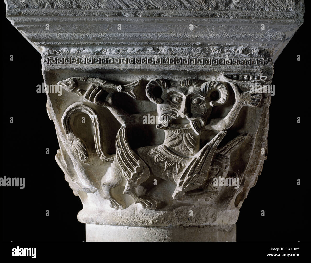 Canterbury Cathedral Crypt Capital Winged Beast Stock Photo