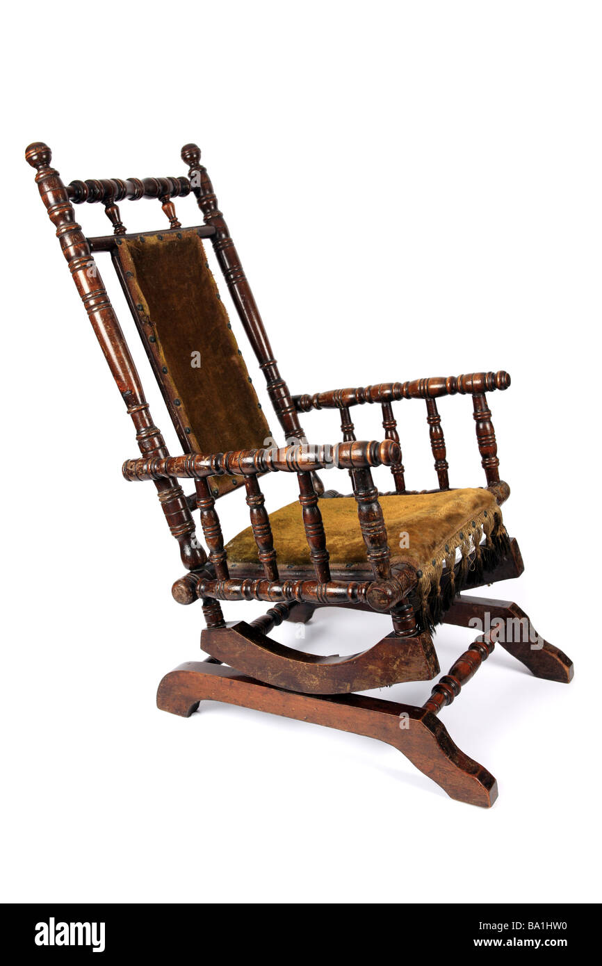 Old fashioned Virginian Rocking chair against a white background Stock Photo