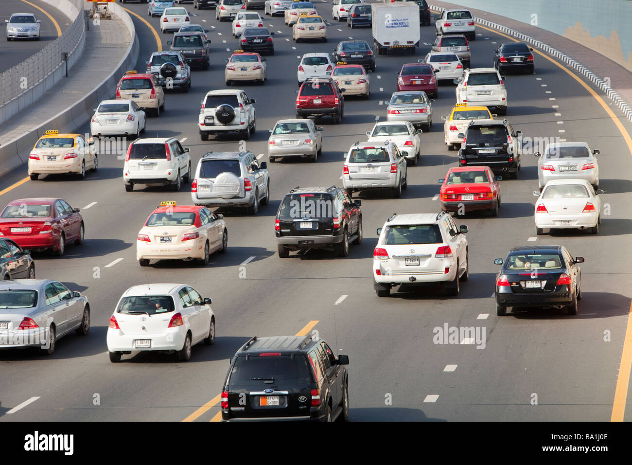 Cars in Dubai city in the Middle East Stock Photo