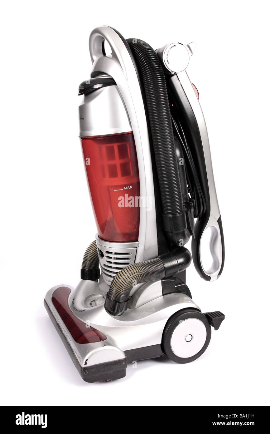 Upright Vacuum cleaner against a white background Stock Photo