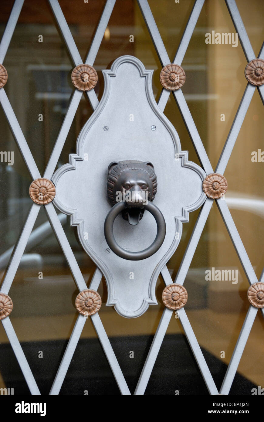 Close up ornate door and knocker Stock Photo