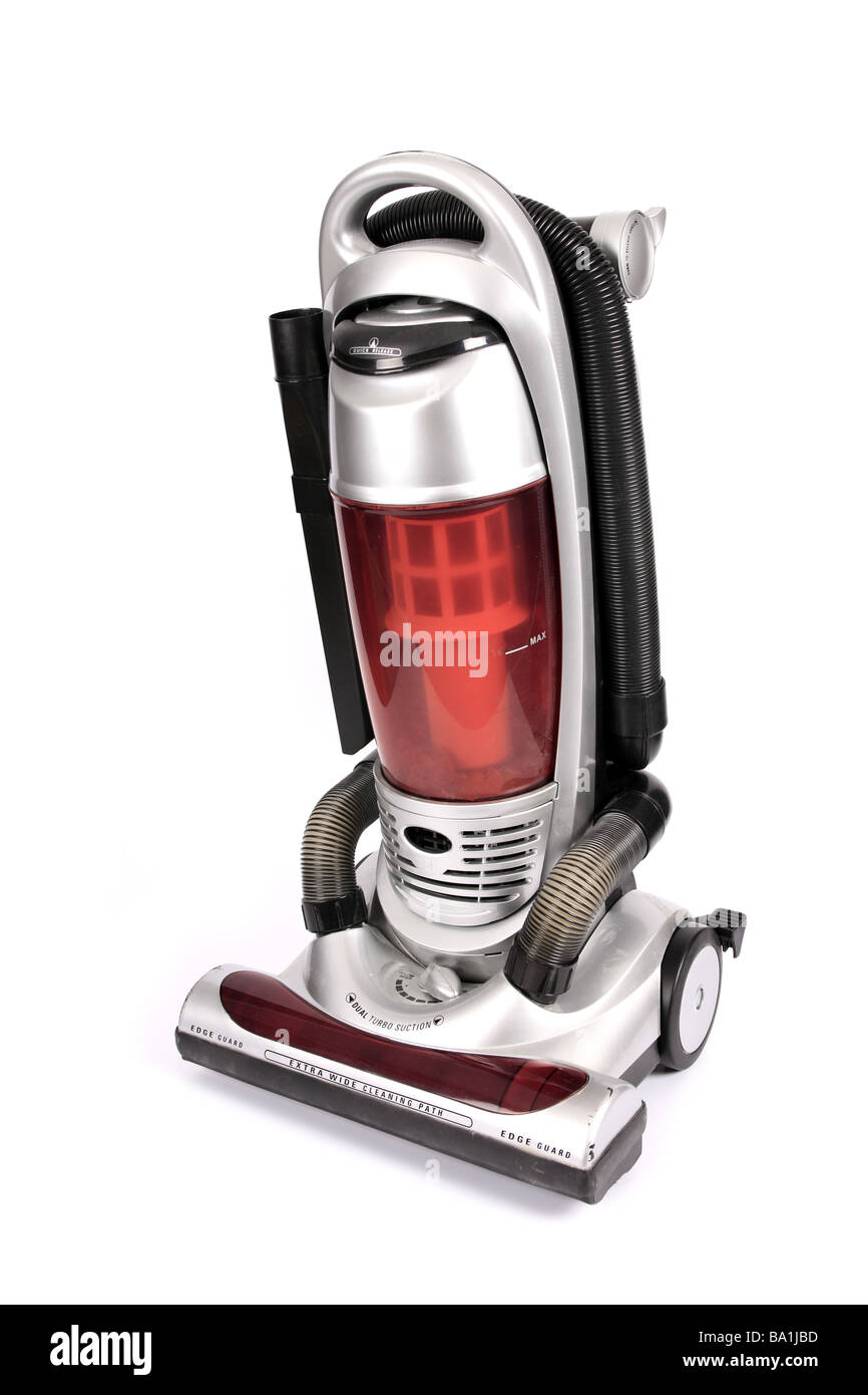 Upright Vacuum cleaner against a white background Stock Photo