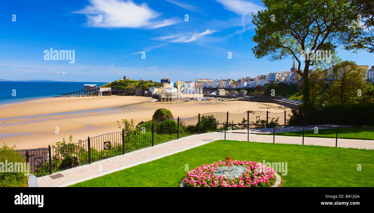 Tenby Harbour North beach Tenby Pembrokeshire Wales Stock Photo