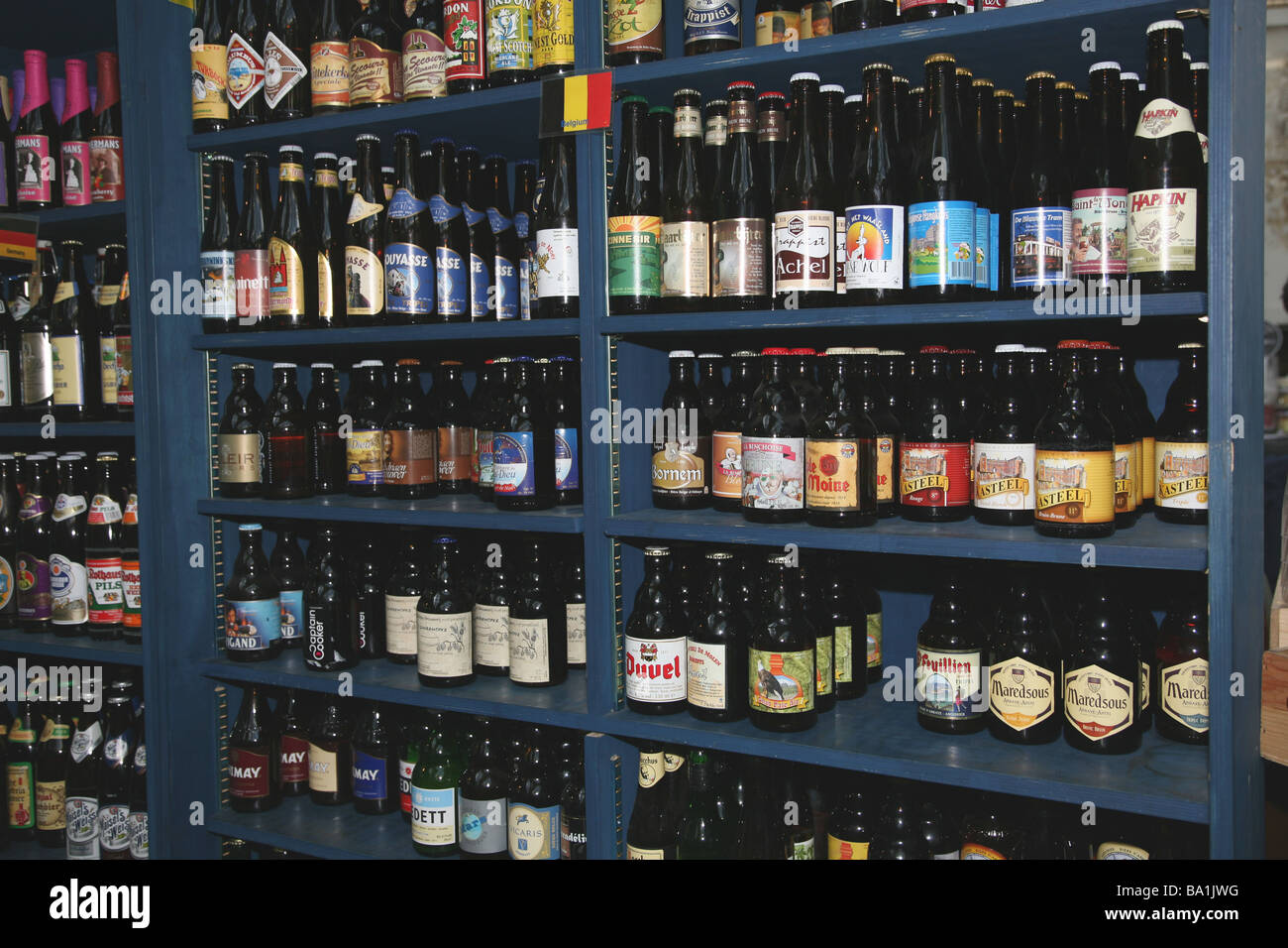 A stall selling imported Belgium beers largers and ciders at Borough