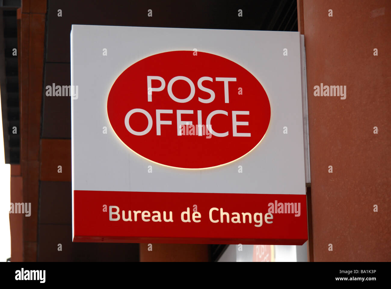 Sign above the entrance to the Post Office on the Edgware Road, London. Stock Photo