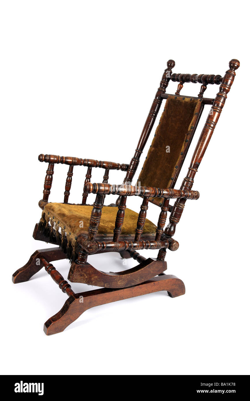 Old fashioned Virginian Rocking chair against a white background Stock Photo