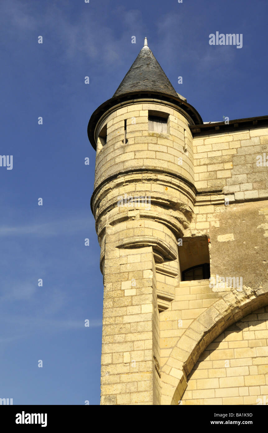 Saumur castle in the French Loire valley was built in the 10th century. It was depicted in the medieval Book of Hours. Stock Photo