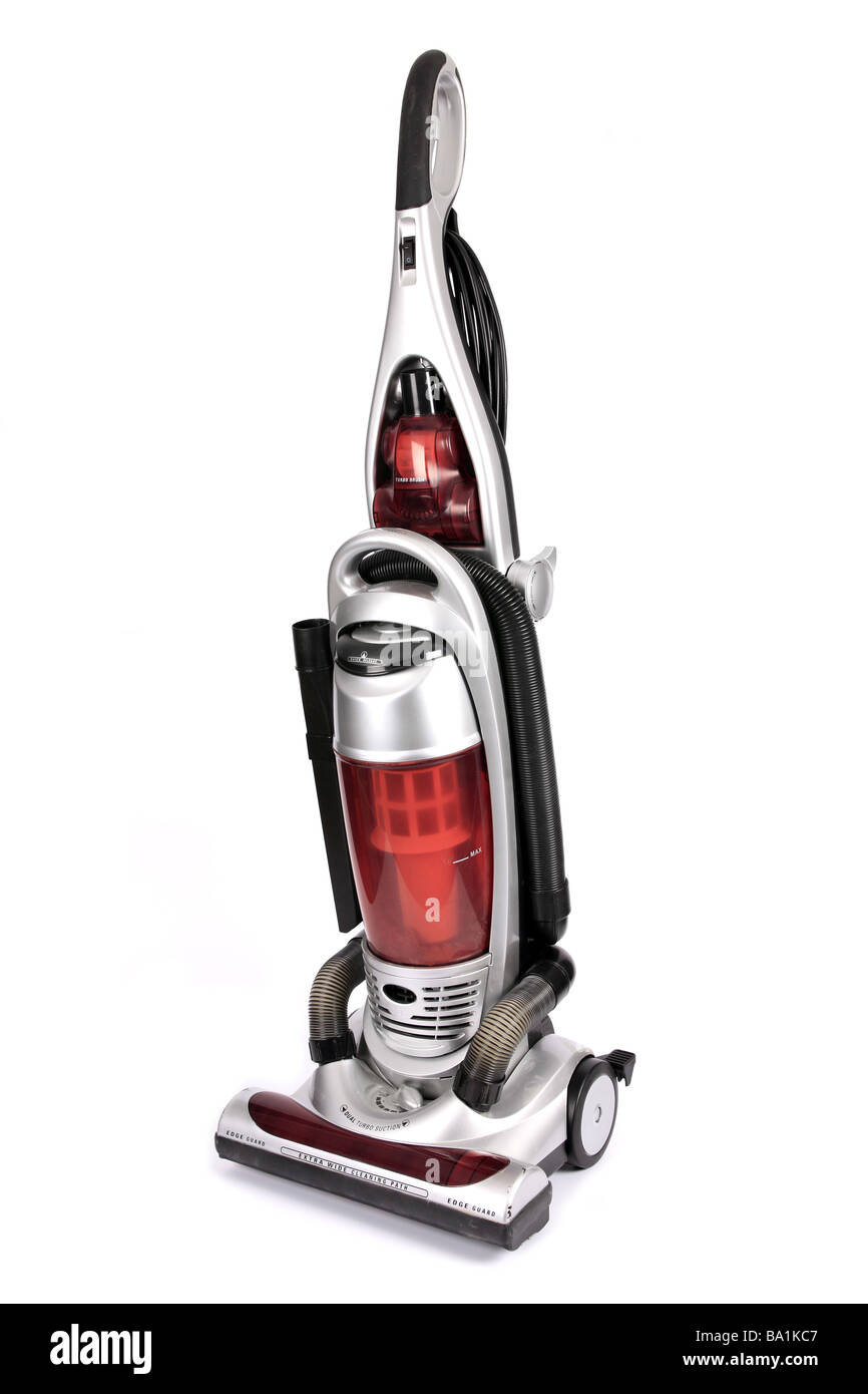 Upright Vacuum cleaner against a white background Stock Photo