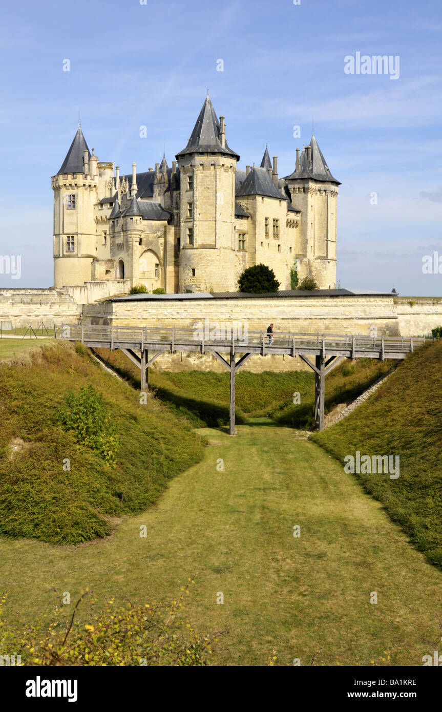Saumur castle in the French Loire valley was built in the 10th century ...