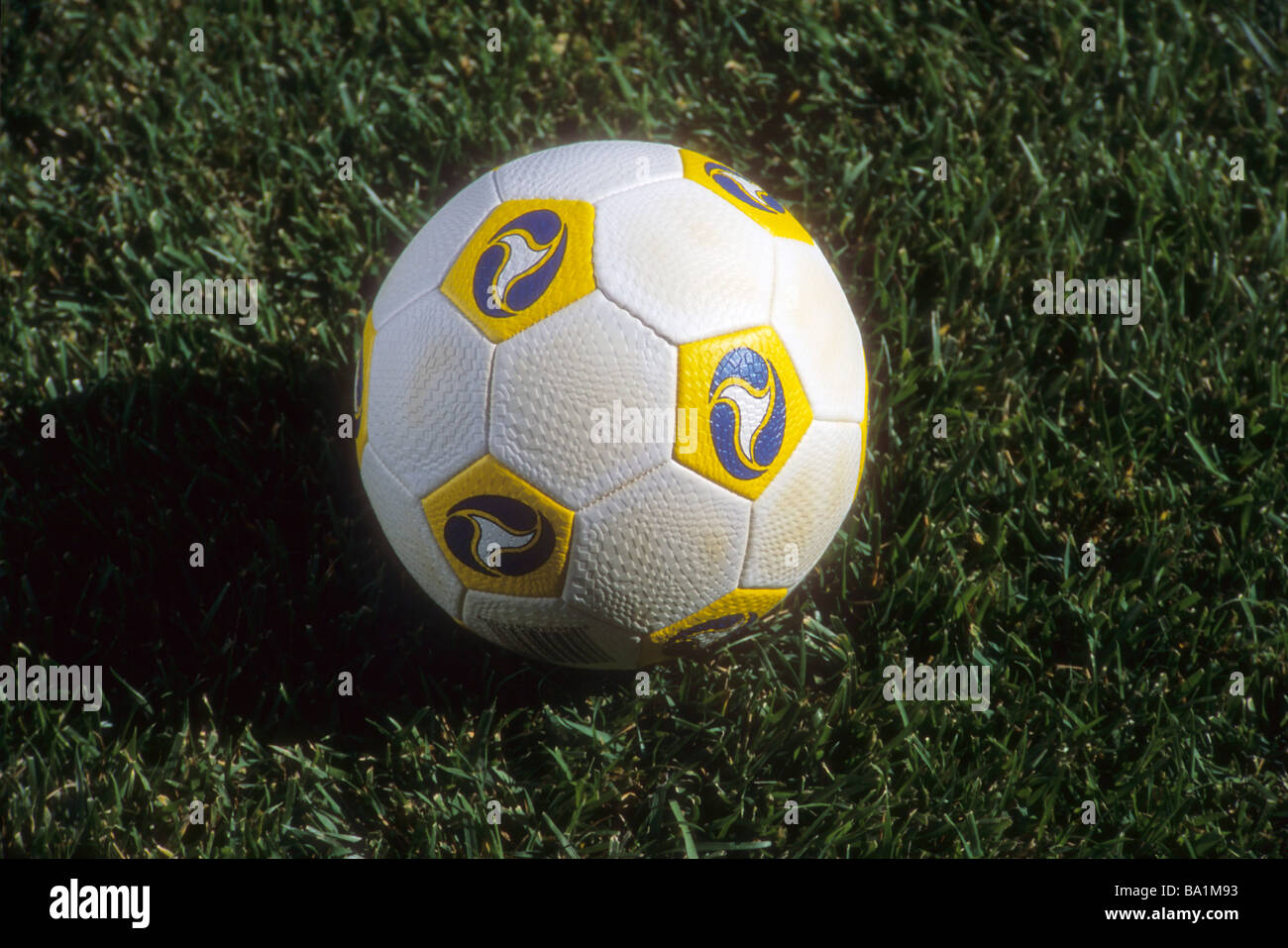 Soccer ball football geometry pattern sport kick grass inflate round game  futbal Stock Photo - Alamy