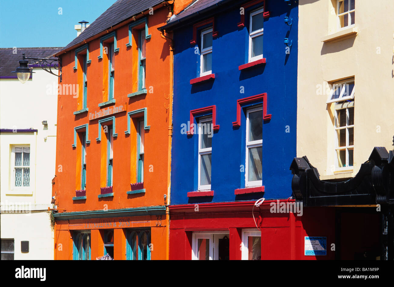 Colourful shops and buildings in the High Street of Kenmare in County